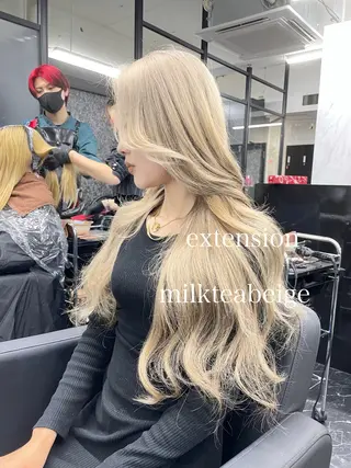 ロング カラー エクステ🩵ブリーチ 韓国ヘア🩵KAEのヘアスタイル