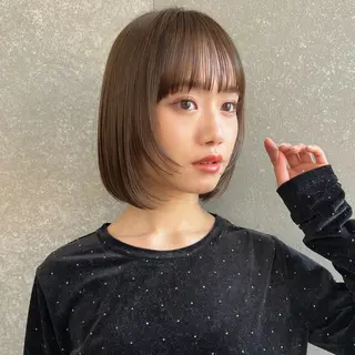 ショート カラー ボブ/巻ける縮毛矯正 /韓国レイヤーはなのヘアスタイル