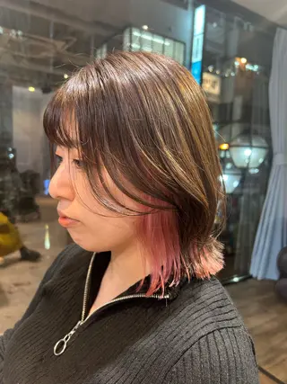 ミディアム カラー ikeda shioriのヘアスタイル