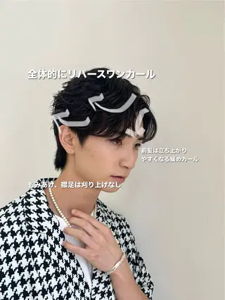 ショート パーマ メンズ 毛流れヘアの達人 店長　須田龍世のヘアスタイル