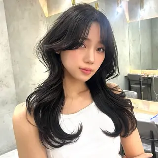 ロング カラー 山崎/ボブ縮毛矯正 レイヤー髪質改善のヘアスタイル