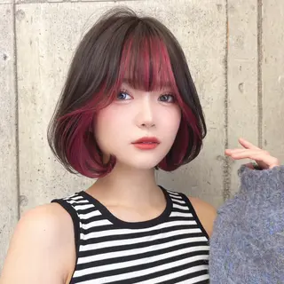 ミディアム カラー damask roseのヘアスタイル