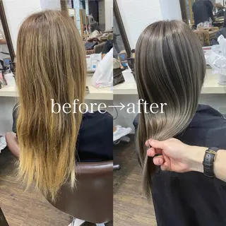 カラー ヒカ/外国人風 デザインカラーのヘアスタイル