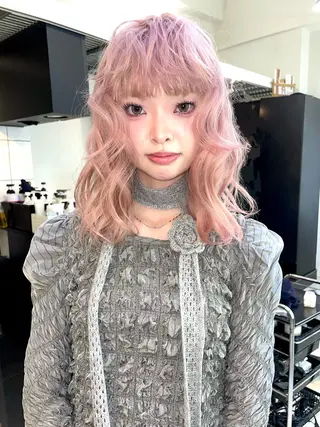 ミディアム カラー ボブ.顔周りカット カット/ユキカのヘアスタイル