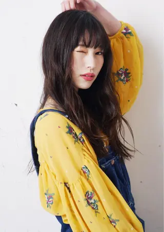 ロング カラー パーマ haretoki 髪質改善サロンのヘアスタイル