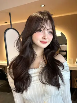 ロング ヘアアレンジ 顔周りcut/ 艶ワンカラー♥ちさきのヘアスタイル