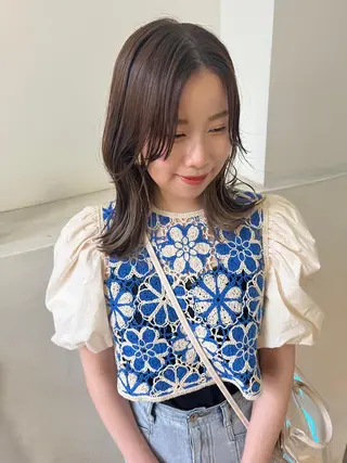 ミディアム カラー 顔周りカット/透明感 カラー✂️MEIのヘアスタイル