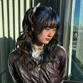 ミディアム カラー 💫miyu💫デザ インカラー/アレンジのヘアスタイル