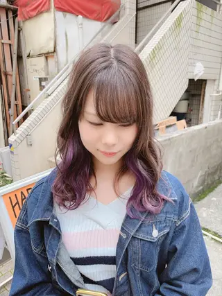 セミロング カラー パーマ ヘアアレンジ ネイル マツエク・マツパ nico  原宿所属・nico【代表】 市川　拓也のヘアスタイル