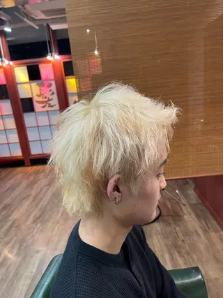 ショート カラー メンズ 艶髪/シルク/縮毛 テライケイショウのヘアスタイル