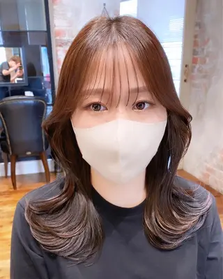 ミディアム カラー On所属・顔まわりカット🌟 くびれヘア/寺門遥輝のヘアスタイル