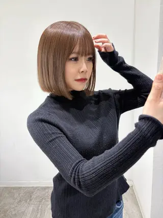 ミディアム カラー 似合わせ前髪／ 小顔カット🎀そうのヘアスタイル