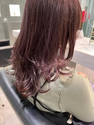 セミロング カラー 🍋暖色カラーヘアア レンジniina🍋のヘアスタイル