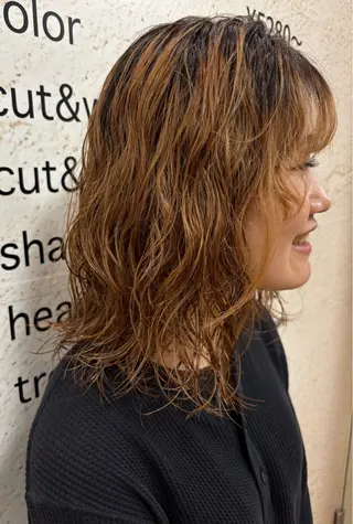 ミディアム パーマ 藤森 大のヘアスタイル