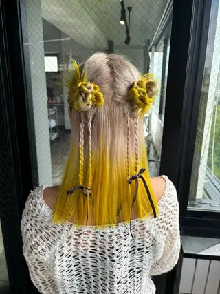 ミディアム ヘアアレンジ 💫miyu💫デザ インカラー/アレンジのヘアスタイル