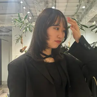 セミロング カラー 森田 温のヘアスタイル
