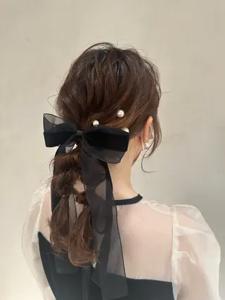 セミロング ヘアアレンジ 暖色/ヘアアレンジ 🎀♡irohaのヘアスタイル