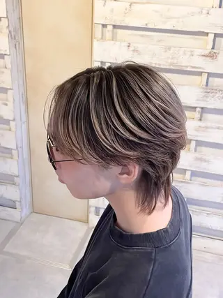 ショート カラー メンズ 透明感カラー/艶感/ メンズパーマ/福島のヘアスタイル