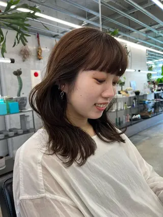 セミロング カラー ダブルカラー/ ケアブリーチ/クニトのヘアスタイル