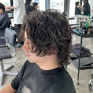 ミディアム パーマ メンズ メンズ特化美容師/ 藤戸 椋のヘアスタイル