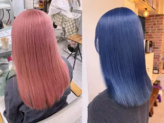 ミディアム カラー レイヤーウルフ エクステ磯部のヘアスタイル