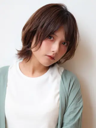 ショート カラー パーマ ヘアアレンジ VIVIE【ヴィヴィ】所属・髪質改善/韓国風 レイヤー/田村祐樹のヘアスタイル