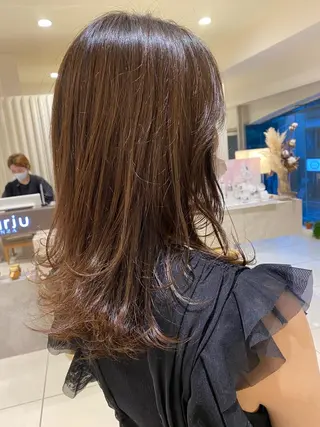 セミロング カラー 細めハイライト🩶 ボブ/レイヤーカットのヘアスタイル