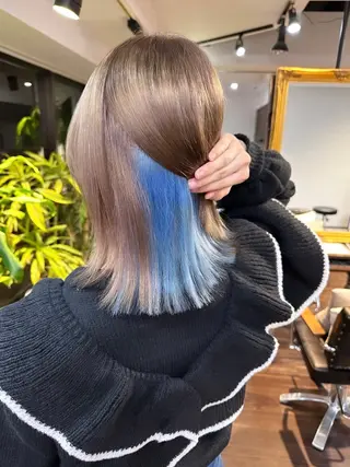 ミディアム カラー パーマ ヘアアレンジ 髪質改善/レイヤー ダブルカラー塚本耀のヘアスタイル