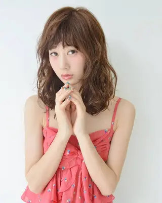 ミディアム カラー パーマ ✨ブリーチなし透明感 カラー✨ゆりかのヘアスタイル