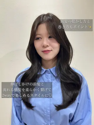 ロング 似合わせ顔まわりカッ ト🩶瀧本美咲のヘアスタイル