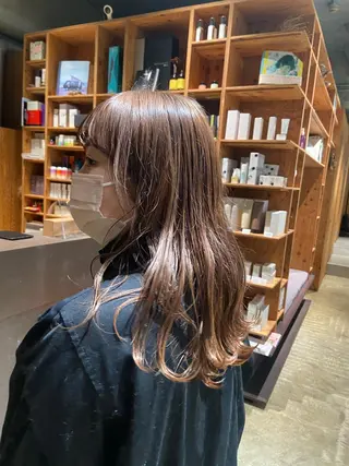 セミロング カラー 酸性縮毛矯正 Coreすずのヘアスタイル