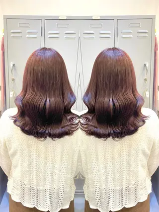 セミロング カラー 髪質改善× ハイライト溝江のヘアスタイル