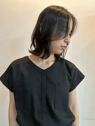 ミディアム カラー ヘアアレンジ 切りっぱなしボブ/ デザインカラー店長のヘアスタイル