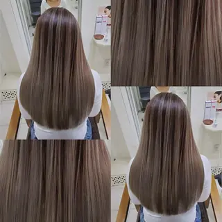 ロング ツヤ髪✨縮毛矯正 ハイトーンカラーのヘアスタイル