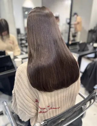 ロング カラー パーマ ヘアアレンジ 透明感/オリーブ/ グレージュ/YUKAのヘアスタイル