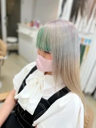 セミロング カラー パーマ ヘアアレンジ メンズ キッズ ネイル マツエク・マツパ アイブロウ ブリーチ特化型✂️ ハイトーンカラー👨のヘアスタイル
