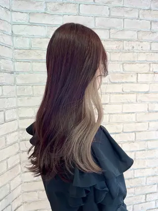 セミロング カラー ブロンドケアブリーチ カラーシールエクステのヘアスタイル