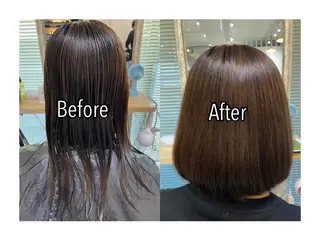 ミディアム レイヤーカット・ 縮毛矯正 星野のヘアスタイル