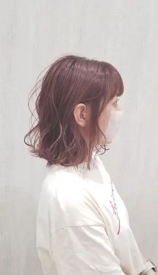 ミディアム カラー 顔周りレイヤーカット 髪質改善代表西村功平のヘアスタイル