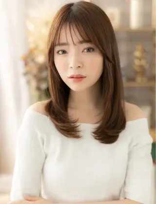 セミロング カラー 艶髪カラー🤍ྀི 強矢　美紗希🩷ྀིのヘアスタイル