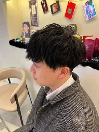 ミディアム パーマ メンズ メンズパーマ特化型 /京橋/栗野京弥のヘアスタイル