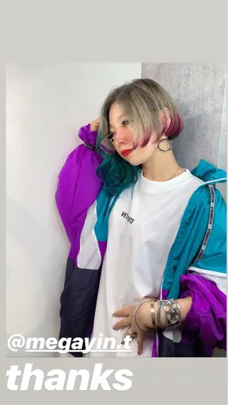 ミディアム カラー _WHITE+ 南海難波店のヘアスタイル