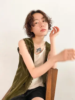 ショート カラー パーマ ヘアアレンジ メンズ キッズ ネイル マツエク・マツパ パーマスタイル🔅 sayacaのヘアスタイル