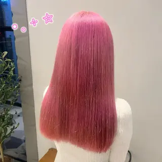 ロング カラー ヘアセット/ピンク /レッド/あつはのヘアスタイル