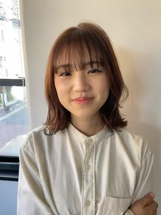ミディアム カラー ヘアアレンジ 田中 あやなのヘアスタイル