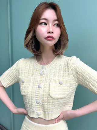 ミディアム 透明感カラー/カット 髪質改善/森栄範のヘアスタイル