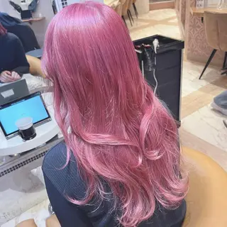 ロング 川井麻由🎀アイドル 量産🎀ピンクカラーのヘアスタイル