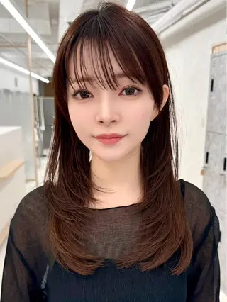 セミロング カラー レイヤー×透明感 🇰🇷鈴木啓太のヘアスタイル