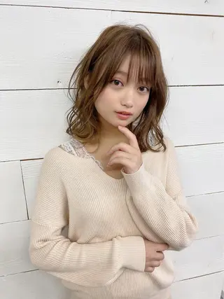 ミディアム 【レイヤーカット】 関根【コテ巻パーマ】のヘアスタイル