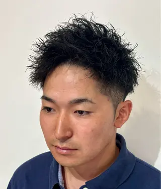 ショート パーマ メンズ 【店長】メンズ職人 短髪　ハイトーン🔥のヘアスタイル